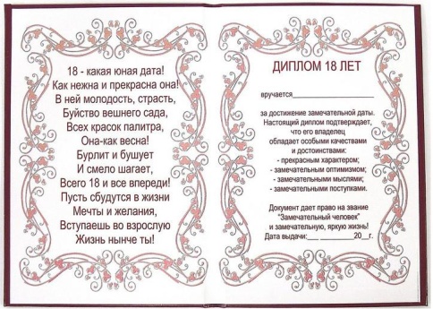 Диплом Эврика 18 лет фото 1